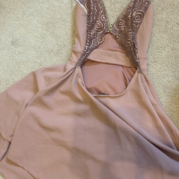 pink flare dress with lace back - Picture 2 of 3